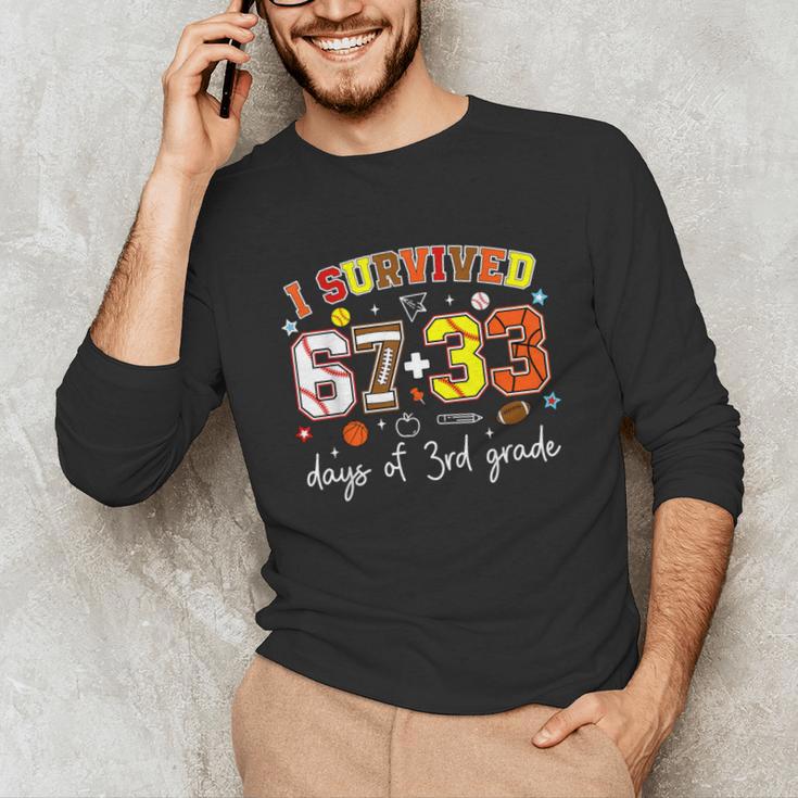I Survived 6733 Days Of 3rd Grade Baseball Football 100 Day Unisex Long Sleeve T-Shirt
