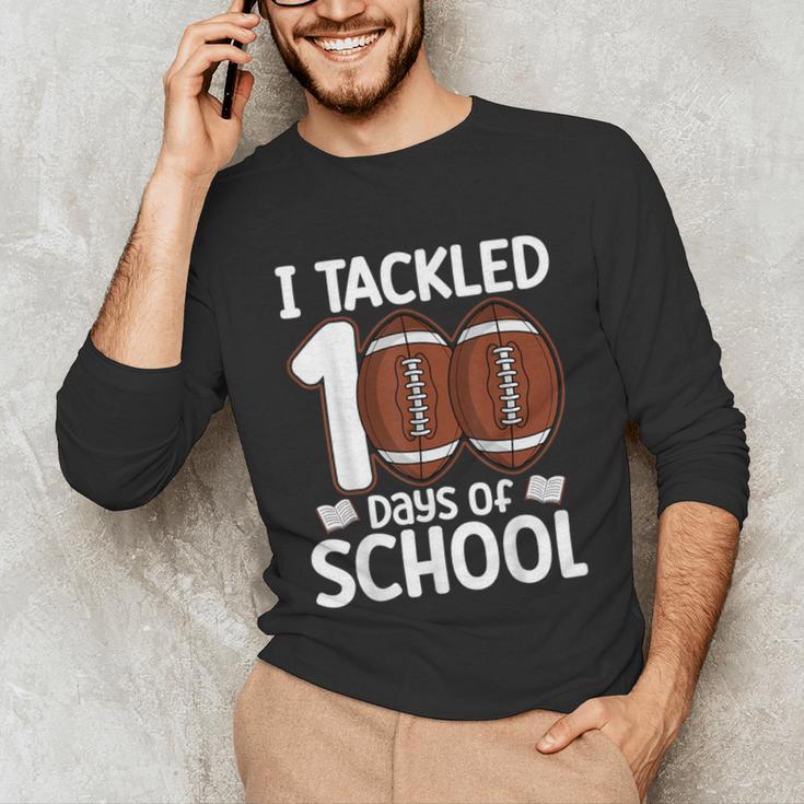 I Tackled 100 Days Of School Baseball Player Kids Teacher Unisex Long Sleeve T-Shirt I Tackled 100 Days Of School Baseball Player Kids Teacher Unisex Long Sleeve T-Shirt