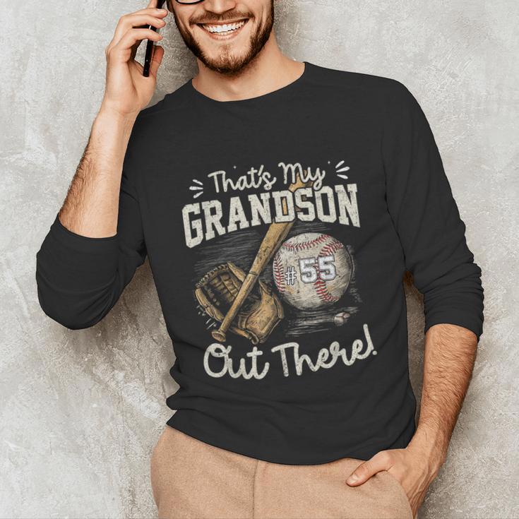 That's My Grandson Out There Jersey Number 55 Baseball Unisex Long Sleeve T-Shirt That's My Grandson Out There Jersey Number 55 Baseball Unisex Long Sleeve T-Shirt