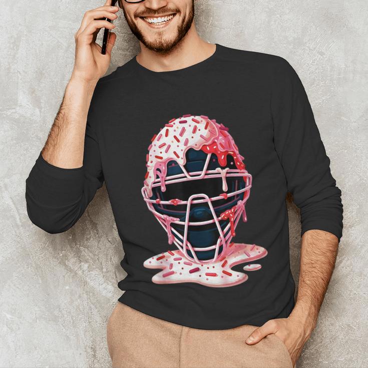 Valentine Baseball Catcher Mask Ice Cream Drip Tee For Boys Unisex Long Sleeve T-Shirt Valentine Baseball Catcher Mask Ice Cream Drip Tee For Boys Unisex Long Sleeve T-Shirt