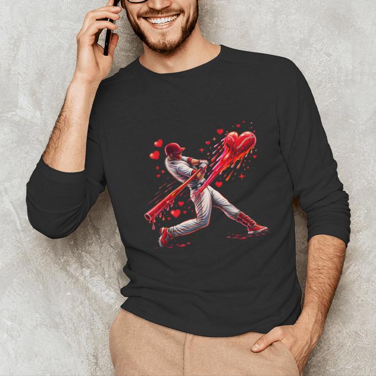 Valentine Baseball Player Drip Unisex Long Sleeve T-Shirt