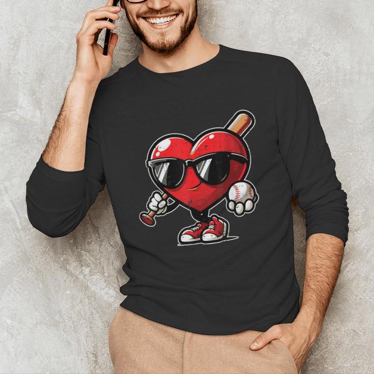 Valentines Day Baseball Heart Bat Sunglasses Men Boys Kids Unisex Long Sleeve T-Shirt Valentines Day Baseball Heart Bat Sunglasses Men Boys Kids Unisex Long Sleeve T-Shirt