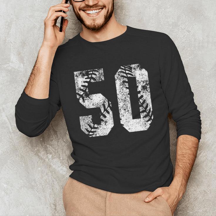 Vintage Baseball Number 50 Jersey Player Uniform Unisex Long Sleeve T-Shirt Vintage Baseball Number 50 Jersey Player Uniform Unisex Long Sleeve T-Shirt