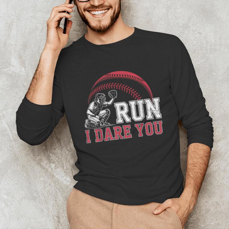 Vintage Humor Baseball Apparel Run I Dare You Unisex Long Sleeve T-Shirt