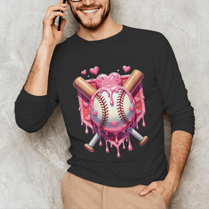 Women's Valentines Day Baseball Boys Ice Cream Drip Heart Youth Kids Unisex Long Sleeve T-Shirt
