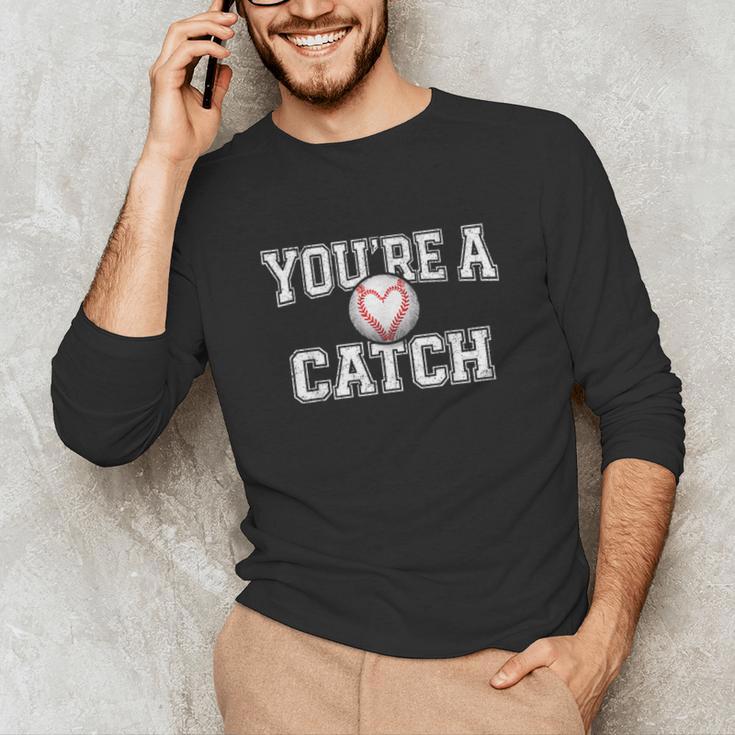 You'Re A Catch Baseball Pun Heart Kids Boys Valentines Unisex Long Sleeve T-Shirt You'Re A Catch Baseball Pun Heart Kids Boys Valentines Unisex Long Sleeve T-Shirt