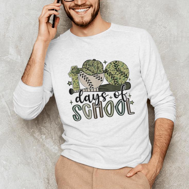 100 Days Of School Baseball Camo Cap Kids Boys 100th Day Unisex Long Sleeve T-Shirt