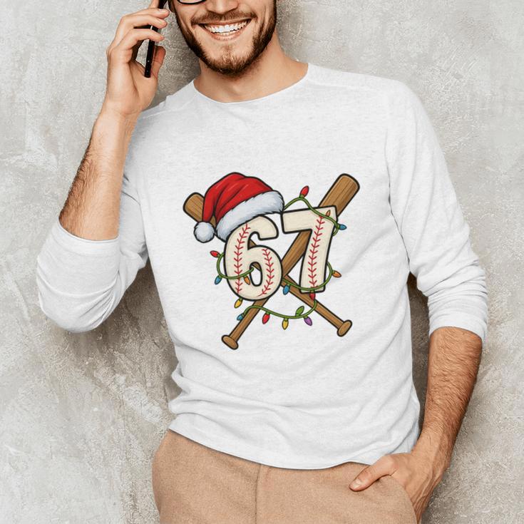 67 Baseball Xmas Lights Santa Hat Holiday Unisex Long Sleeve T-Shirt 67 Baseball Xmas Lights Santa Hat Holiday Unisex Long Sleeve T-Shirt