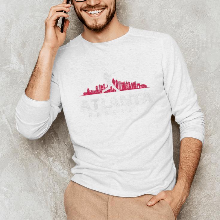 Atlanta Baseball Vintage Player Minimalist Skyline Retro Unisex Long Sleeve T-Shirt