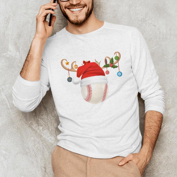 Baseball Christmas Reindeer Santa Hat Sports Player Xmas Unisex Long Sleeve T-Shirt Baseball Christmas Reindeer Santa Hat Sports Player Xmas Unisex Long Sleeve T-Shirt