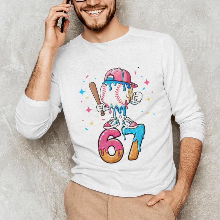 Baseball Drip Number 67 Six Seven Meme Ice Cream Dripping Unisex Long Sleeve T-Shirt Baseball Drip Number 67 Six Seven Meme Ice Cream Dripping Unisex Long Sleeve T-Shirt