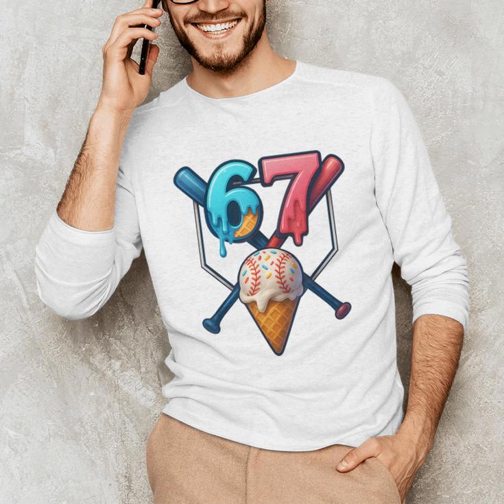 Baseball Ice Cream Drip 67 Six Seven Gen Alpha Slang Meme Unisex Long Sleeve T-Shirt Baseball Ice Cream Drip 67 Six Seven Gen Alpha Slang Meme Unisex Long Sleeve T-Shirt