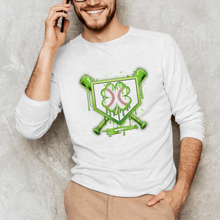 Baseball Icecream St Patrick's Day Lucky Charm Shamrock Drip Unisex Long Sleeve T-Shirt Baseball Icecream St Patrick's Day Lucky Charm Shamrock Drip Unisex Long Sleeve T-Shirt