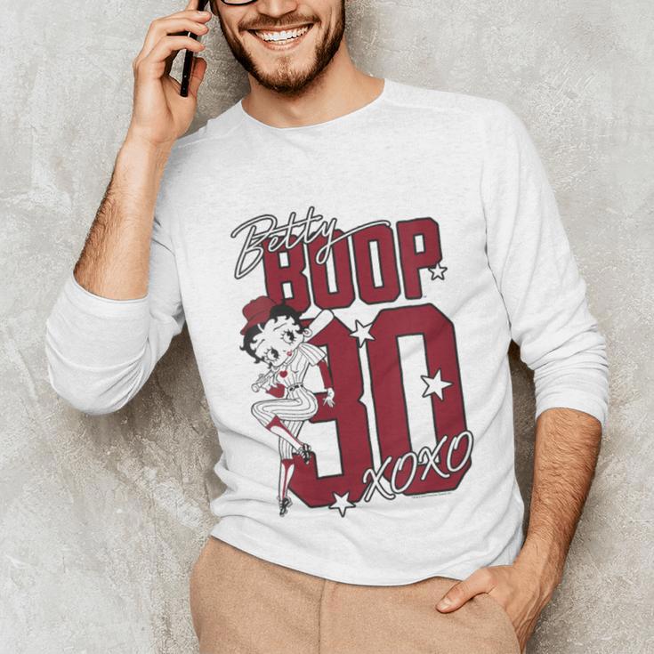 Betty Boop Baseball Logo Jersey With Stars Cute Cartoon Unisex Long Sleeve T-Shirt