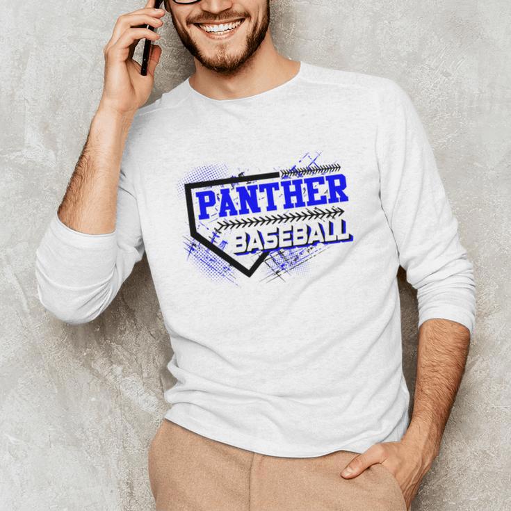 Blue Panther Baseball Home Plate Game Day Mascot Panther Unisex Long Sleeve T-Shirt