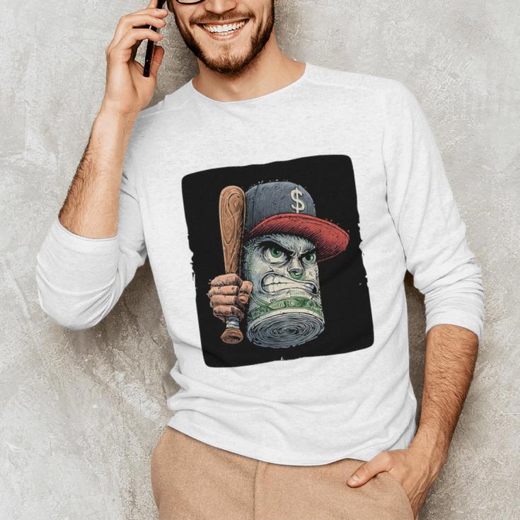 Cool Dollar Bill Guy With Cap And Baseball Costume Premium Tri-Blend Unisex Long Sleeve T-Shirt Cool Dollar Bill Guy With Cap And Baseball Costume Premium Tri-Blend Unisex Long Sleeve T-Shirt