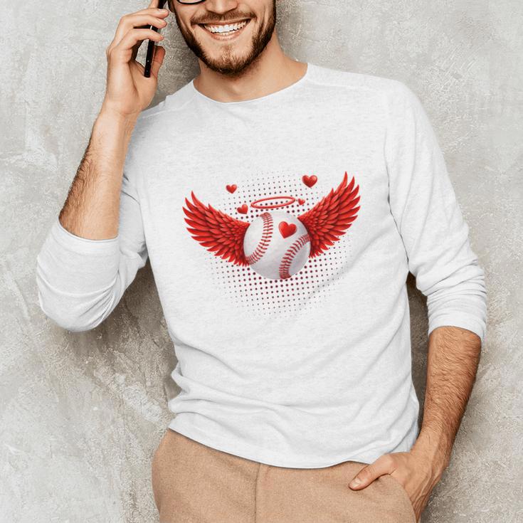 Cute Baseball &Cupid Wings Happy Valentines Boys Men Unisex Long Sleeve T-Shirt Cute Baseball &Cupid Wings Happy Valentines Boys Men Unisex Long Sleeve T-Shirt