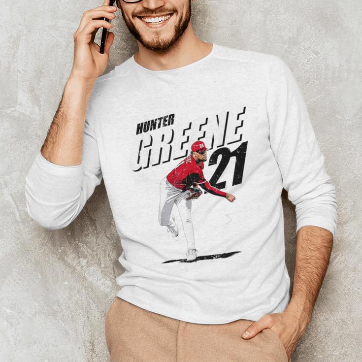 Hunter Greene Cincinnati MLB Baseball Players MLBHGR204M Unisex Long Sleeve T-Shirt Hunter Greene Cincinnati MLB Baseball Players MLBHGR204M Unisex Long Sleeve T-Shirt