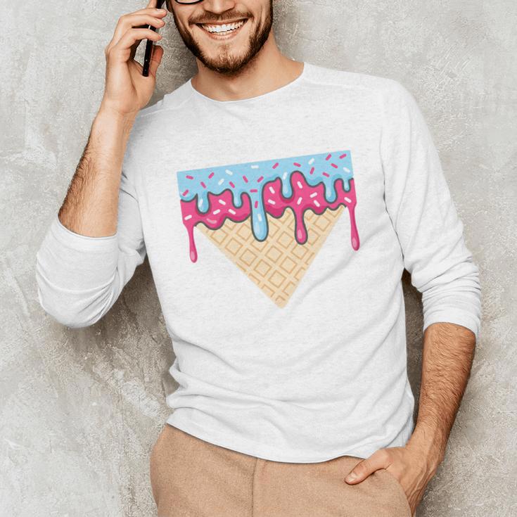 Ice Cream Baseball Cone Dripping Sprinkles Kids Boys Summer Premium Tri-Blend Unisex Long Sleeve T-Shirt