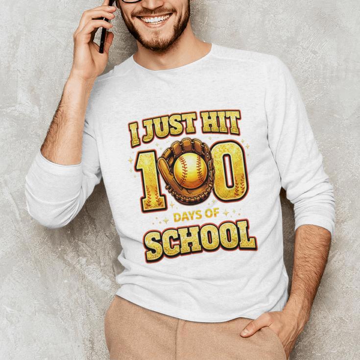 I Just Hit 100 Days Of School Baseball Boys Kids 100th Day Unisex Long Sleeve T-Shirt I Just Hit 100 Days Of School Baseball Boys Kids 100th Day Unisex Long Sleeve T-Shirt