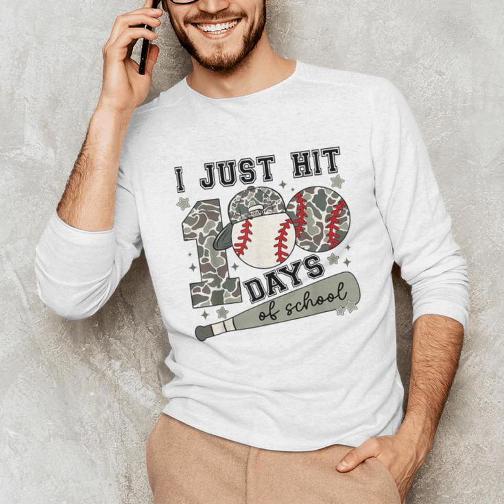 I Just Hit 100 Days Of School Teacher Baseball Boys Kids Unisex Long Sleeve T-Shirt I Just Hit 100 Days Of School Teacher Baseball Boys Kids Unisex Long Sleeve T-Shirt