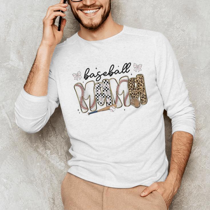 Preppy Baseball Mama Coquette Bow Game Day Mom Mother Unisex Long Sleeve T-Shirt