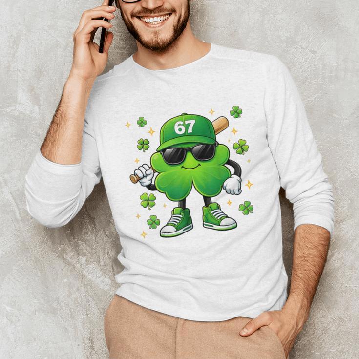 Shamrocks Playing Baseball St Patricks Day 6 7 Meme Men Boys Unisex Long Sleeve T-Shirt Shamrocks Playing Baseball St Patricks Day 6 7 Meme Men Boys Unisex Long Sleeve T-Shirt