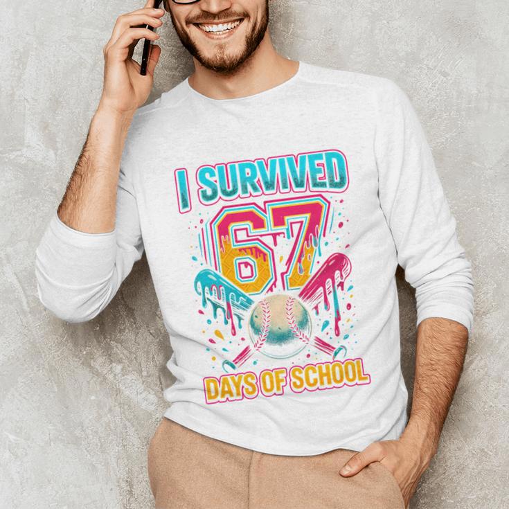I Survived 67 Days Of School Baseball Drip Six Seven Meme Unisex Long Sleeve T-Shirt I Survived 67 Days Of School Baseball Drip Six Seven Meme Unisex Long Sleeve T-Shirt