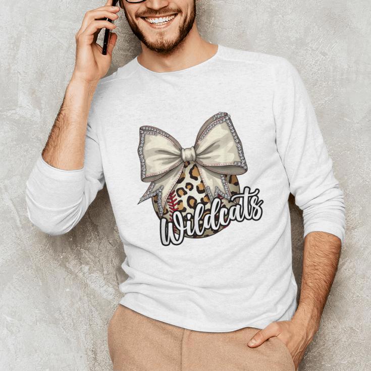 Wildcats Baseball Leopard Print Coquette Bow Mascot Game Day Unisex Long Sleeve T-Shirt Wildcats Baseball Leopard Print Coquette Bow Mascot Game Day Unisex Long Sleeve T-Shirt