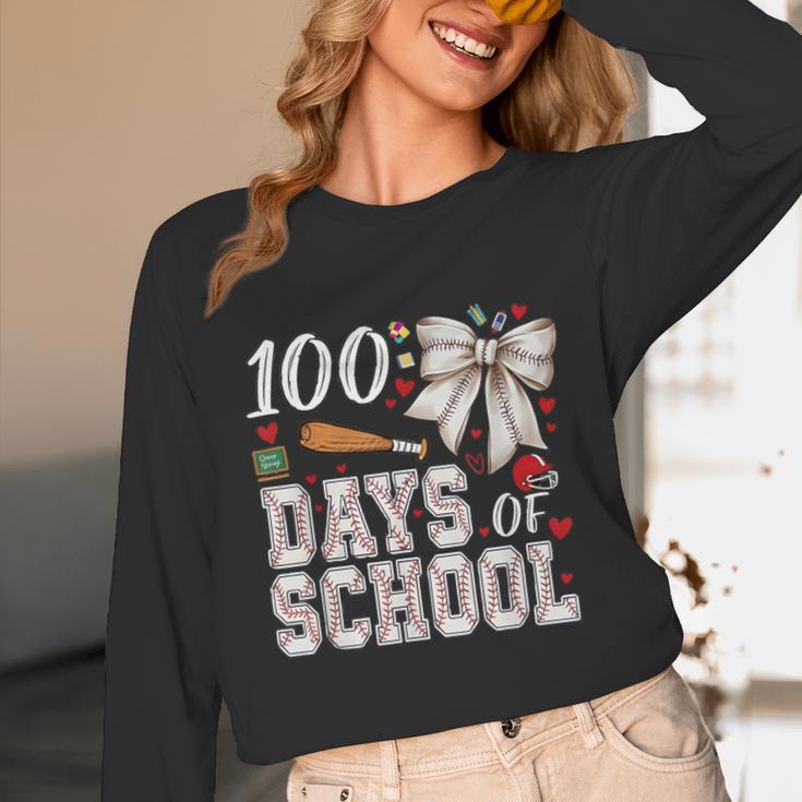 100 Days Of School Baseball 100th Day Of School Coquette Bow Unisex Long Sleeve T-Shirt 100 Days Of School Baseball 100th Day Of School Coquette Bow Unisex Long Sleeve T-Shirt