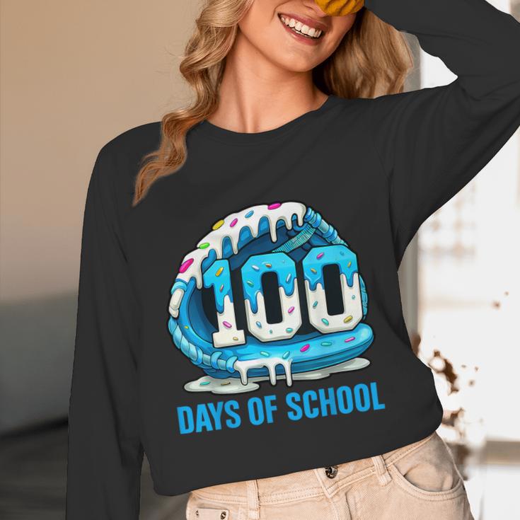 100 Days Of School Baseball Drip Ice Cream Kid Boy 100th Day Unisex Long Sleeve T-Shirt