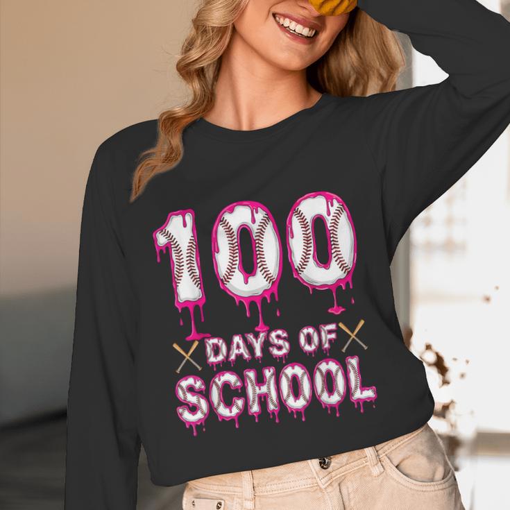 100 Days Of School Baseball Ice Cream Drip 100th Day Boys Unisex Long Sleeve T-Shirt