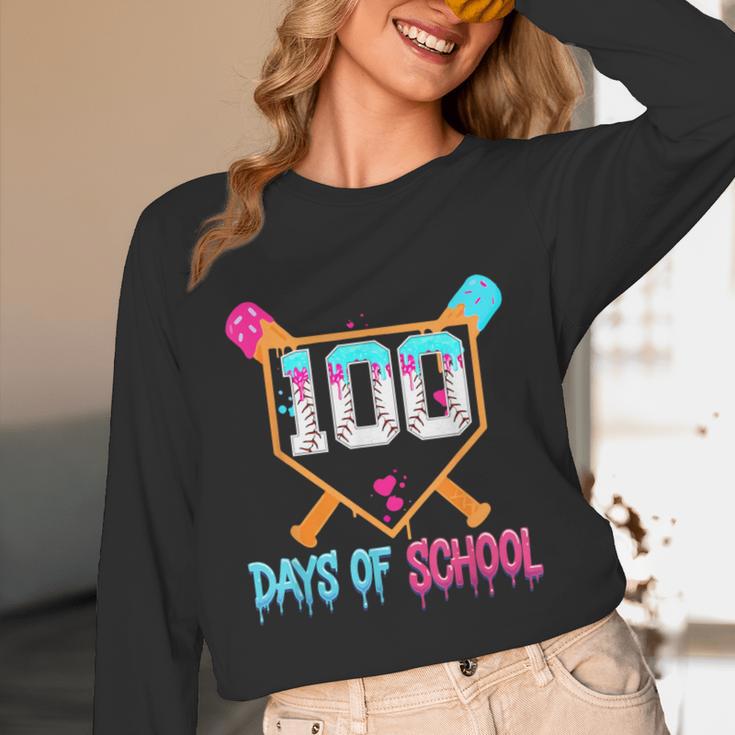 100 Days Of School Baseball Ice Cream Drip 100th Day School Unisex Long Sleeve T-Shirt 100 Days Of School Baseball Ice Cream Drip 100th Day School Unisex Long Sleeve T-Shirt
