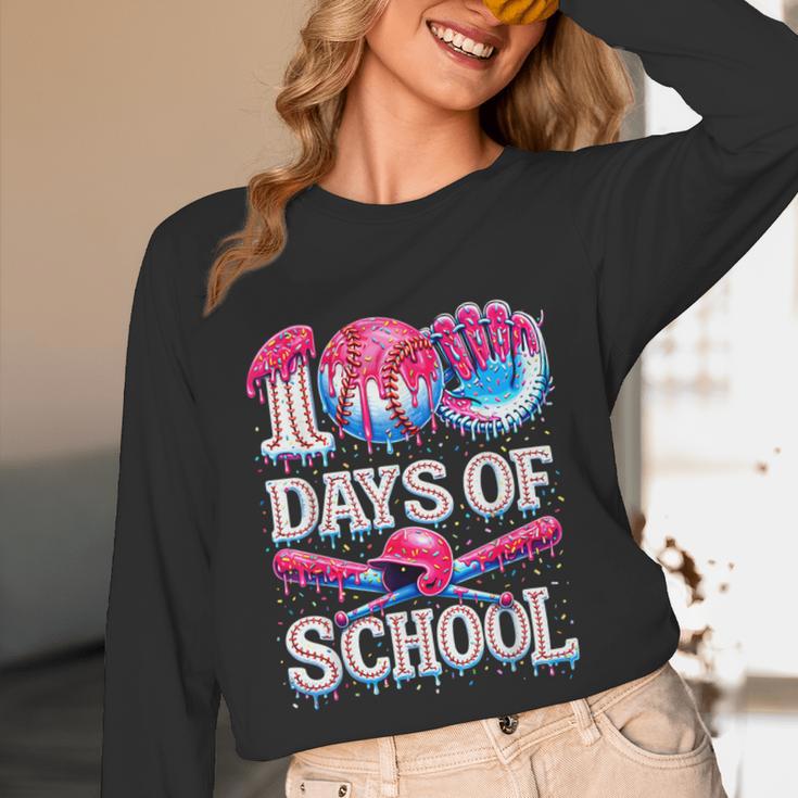 100 Days Of School Baseball Lover Donut Drip Boy Girl Unisex Long Sleeve T-Shirt