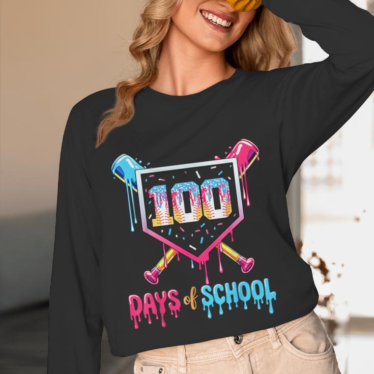100 Days Of School Ice Cream Drip Baseball 100 Days Smarter Unisex Long Sleeve T-Shirt