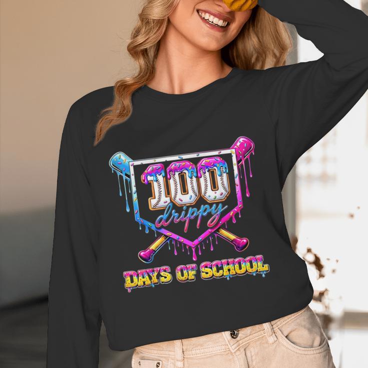 100 Drippy Days Of School Baseball For Boy Kids Unisex Long Sleeve T-Shirt