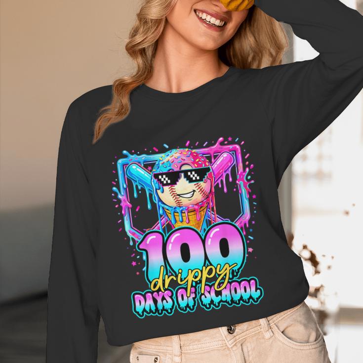 100 Drippy Days Of School Baseball Ice Cream 100th Day Boys Unisex Long Sleeve T-Shirt 100 Drippy Days Of School Baseball Ice Cream 100th Day Boys Unisex Long Sleeve T-Shirt