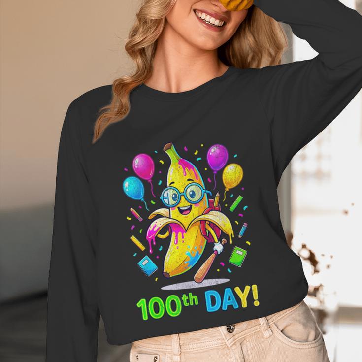 100th Day Of School Banana Baseball Drip For Kids Youth Girl Unisex Long Sleeve T-Shirt