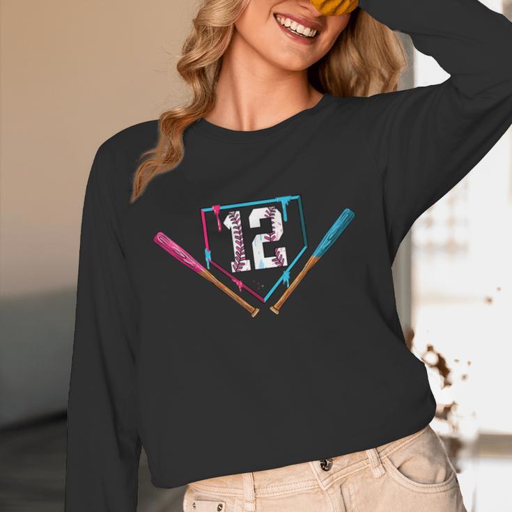 12th Birthday Baseball Ice Cream Drip 12 Years Old Boy Kids Unisex Long Sleeve T-Shirt