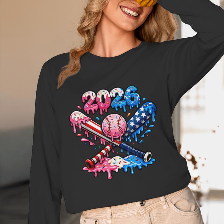 2026 American Flag Baseball Ice Cream Drip Bats Boys Unisex Long Sleeve T-Shirt 2026 American Flag Baseball Ice Cream Drip Bats Boys Unisex Long Sleeve T-Shirt