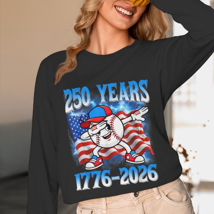 250 Years 1776 2026 250th Baseball American Flag 4th Of July Unisex Long Sleeve T-Shirt