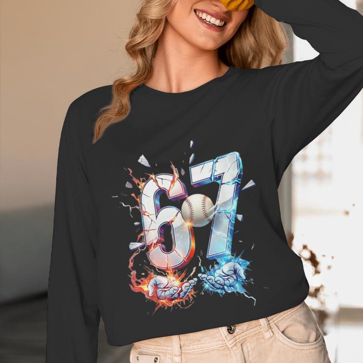 6 7 Baseball Six Seven Meme 67 Hands Kids Men Women Unisex Long Sleeve T-Shirt