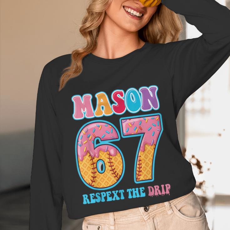 6 7 Mason Baseball Drip Number 67 Player Or 67th Birthday Unisex Long Sleeve T-Shirt 6 7 Mason Baseball Drip Number 67 Player Or 67th Birthday Unisex Long Sleeve T-Shirt