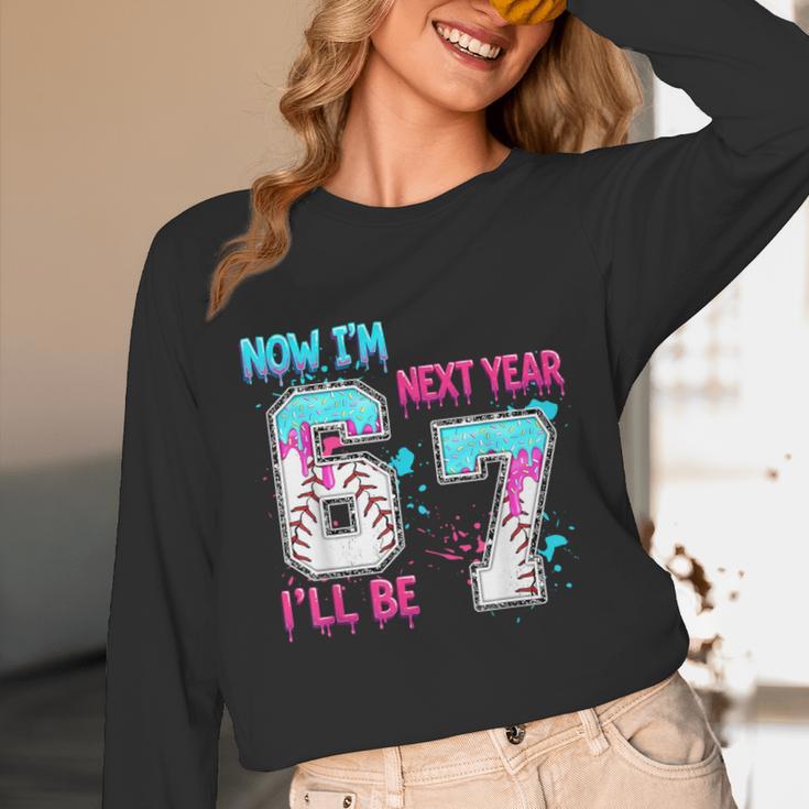 Now Im 6 Next Year I'Ll Be 7 Baseball Ice Cream Drip 67 Meme Unisex Long Sleeve T-Shirt