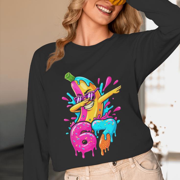 67 Baseball Dabbing Banana 6 7 Dripping Ice Cream Meme Unisex Long Sleeve T-Shirt