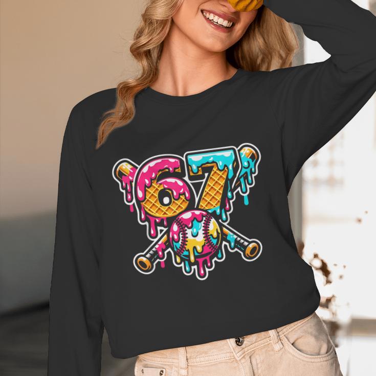 67 Baseball Ice Cream Drip Number Unisex Long Sleeve T-Shirt
