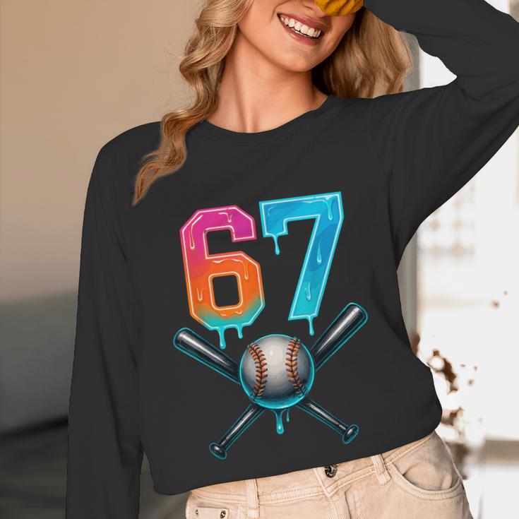 67 Baseball Meme Cool Drip Number 67 Player Or 67th Birthday Unisex Long Sleeve T-Shirt