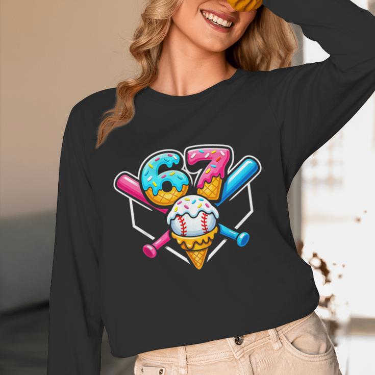 67 Ice Cream Drip Baseball Meme Six Seven Gen Alpha Slang Unisex Long Sleeve T-Shirt 67 Ice Cream Drip Baseball Meme Six Seven Gen Alpha Slang Unisex Long Sleeve T-Shirt
