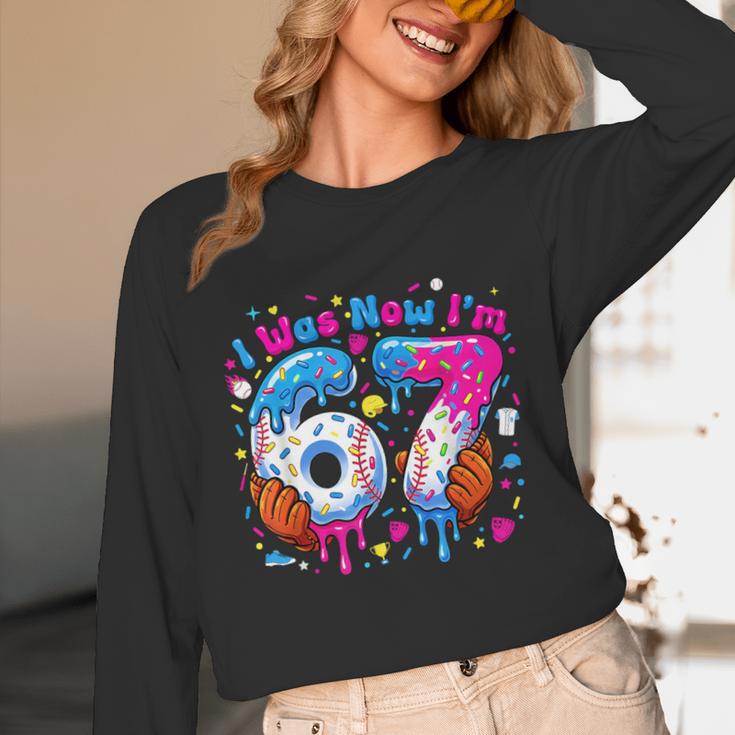 7th Birthday I Was 6 Now I'm 7 Baseball Ice Cream Drip Unisex Long Sleeve T-Shirt