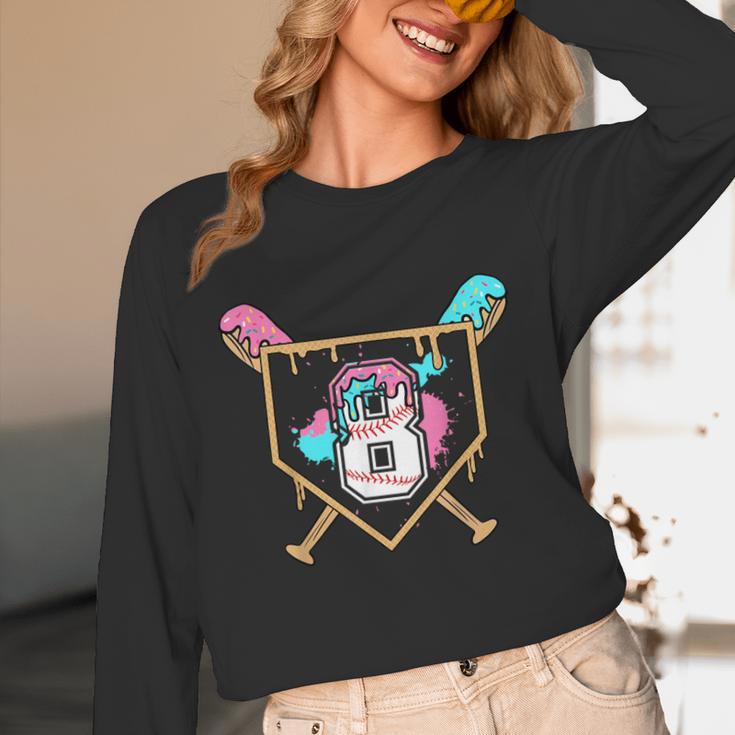 8th Birthday Baseball Bat Ice-Cream Drip 8yrs Old Boys Girls Unisex Long Sleeve T-Shirt 8th Birthday Baseball Bat Ice-Cream Drip 8yrs Old Boys Girls Unisex Long Sleeve T-Shirt
